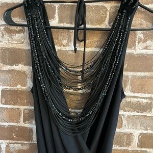 Beaded black mini dress